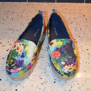 BAMBOO Floral Print Lugged Platform Slip-Ons Sz 8.